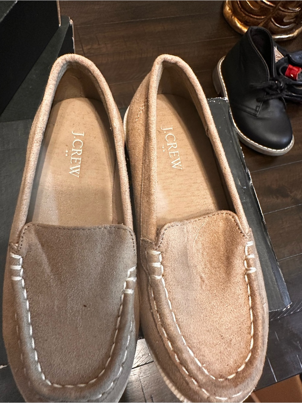 J. Crew Men’s Suede Moccasin Loafers in Light Brown and Tan